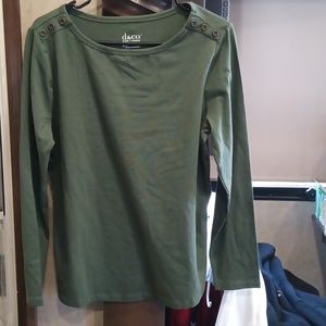 Denim & Co Olive Green Long Sleeve T-shirt Women’s Size Medium